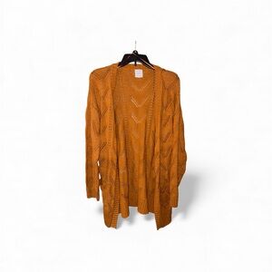 Hippie Rose Open Knit Cardigan - Burnt Orange